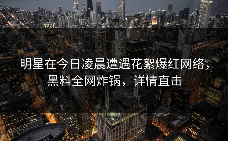 明星在今日凌晨遭遇花絮爆红网络，黑料全网炸锅，详情直击