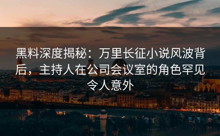 黑料深度揭秘：万里长征小说风波背后，主持人在公司会议室的角色罕见令人意外